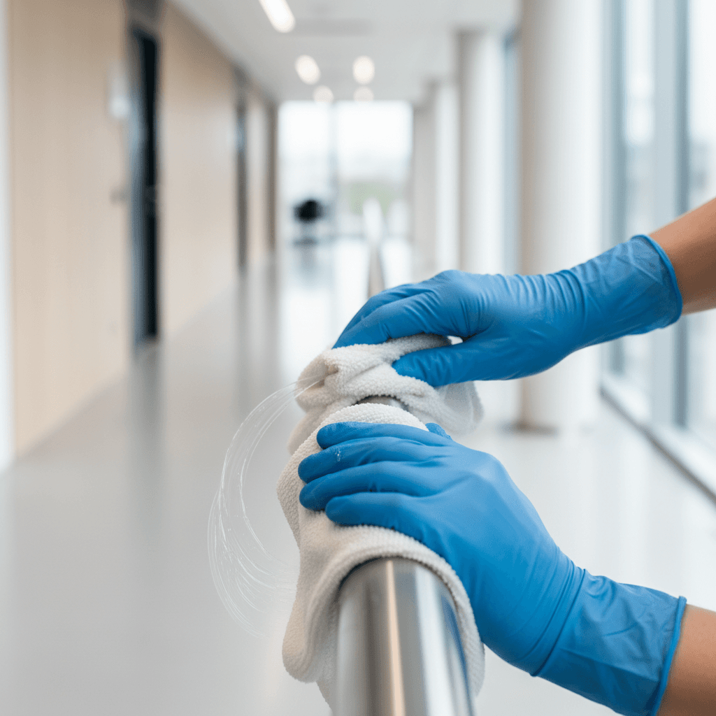 Biohazard remediation technician handling contaminated materials with precision
